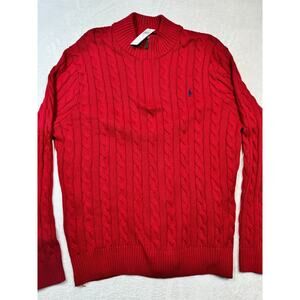 Ralph Lauren sweater men’s 2LT red cable knit quarter zip new with tags
